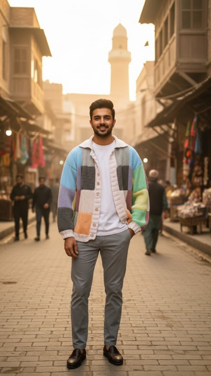 Pestal patches oversized cardigan