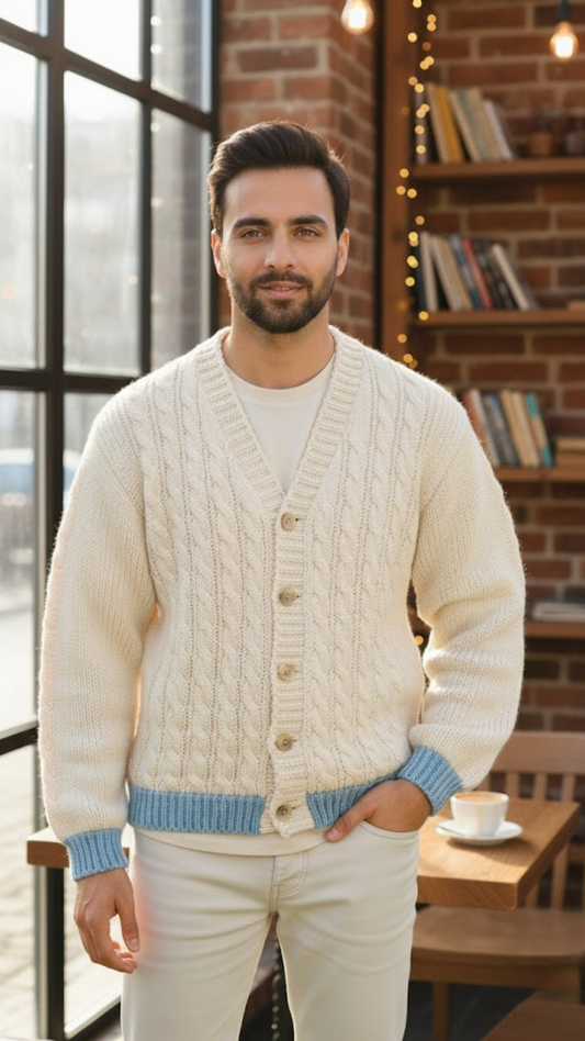 Cabled offwhite cardigan