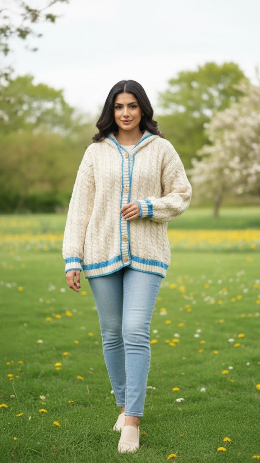Cabled offwhite cardigan