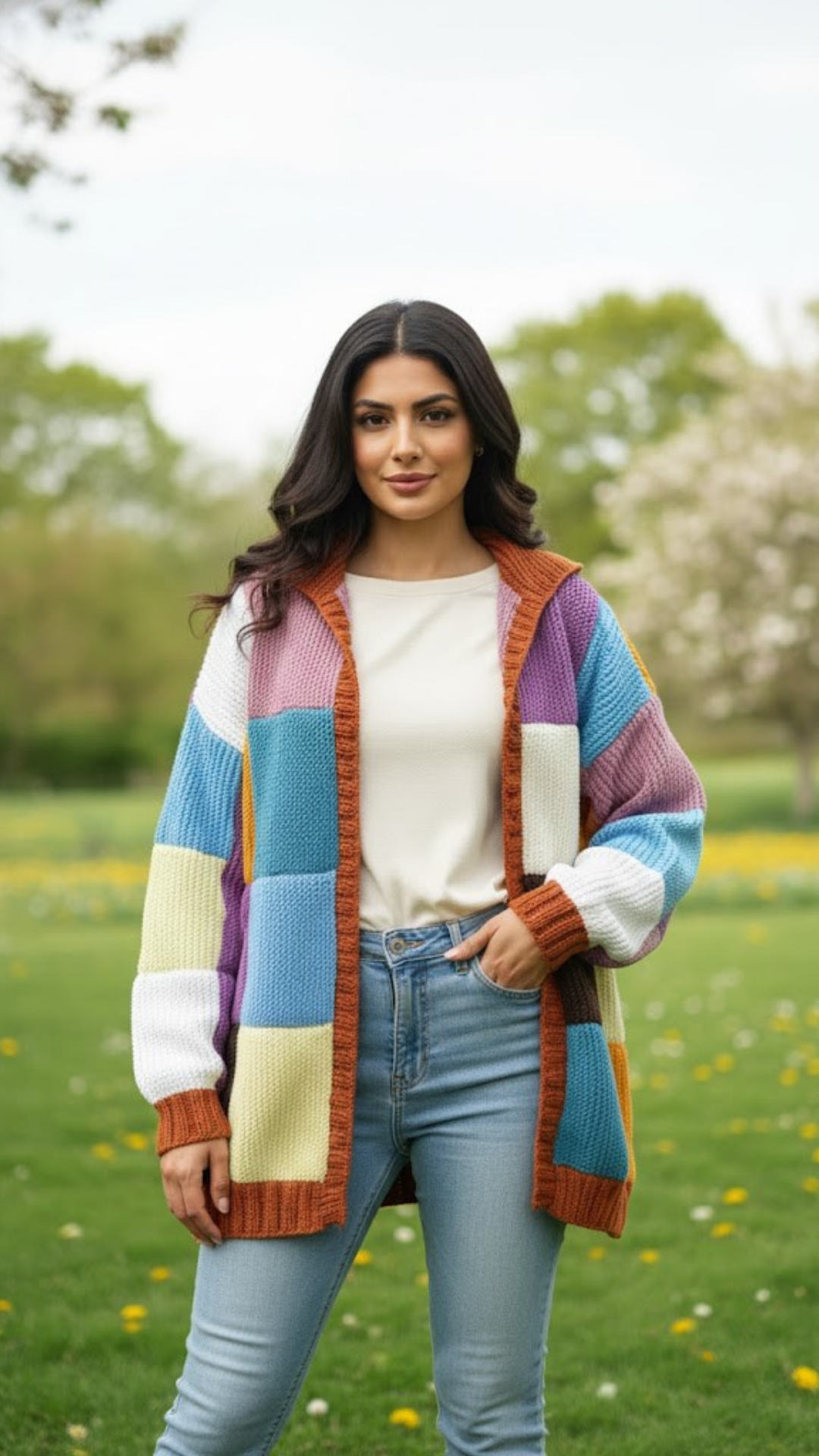 Patchwork oversized cardigan