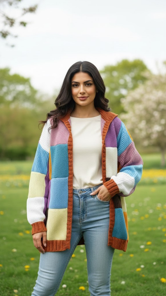 Patchwork oversized cardigan