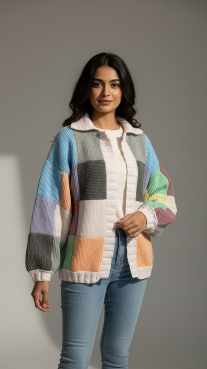 Pestal patches oversized cardigan