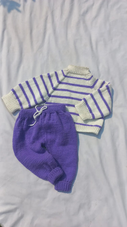 Lavender strip pajma set