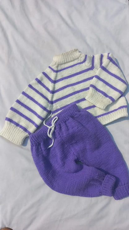 Lavender strip pajma set