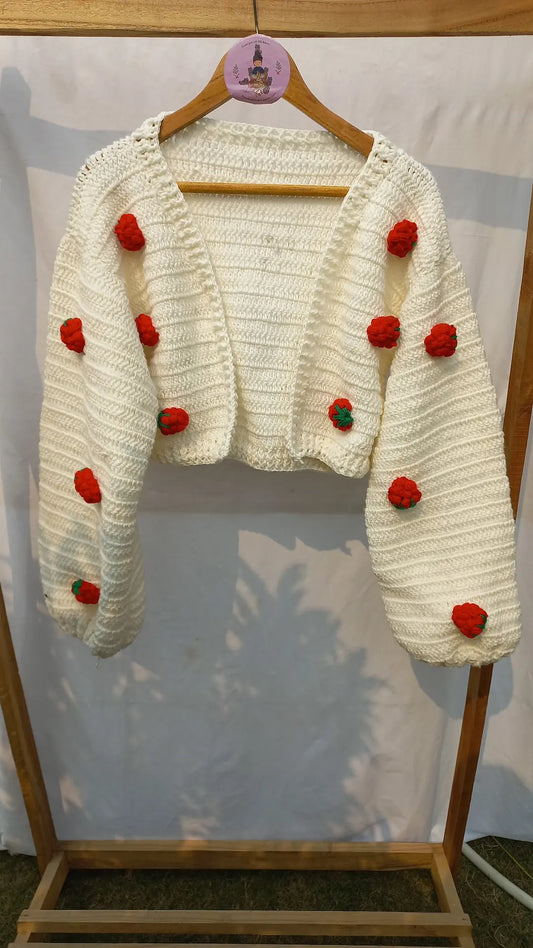 Strawberry cropped cardigan