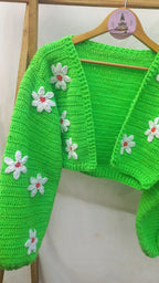 pointed daisy cropped cardigan