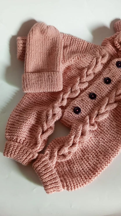 Braided romper in tea pink