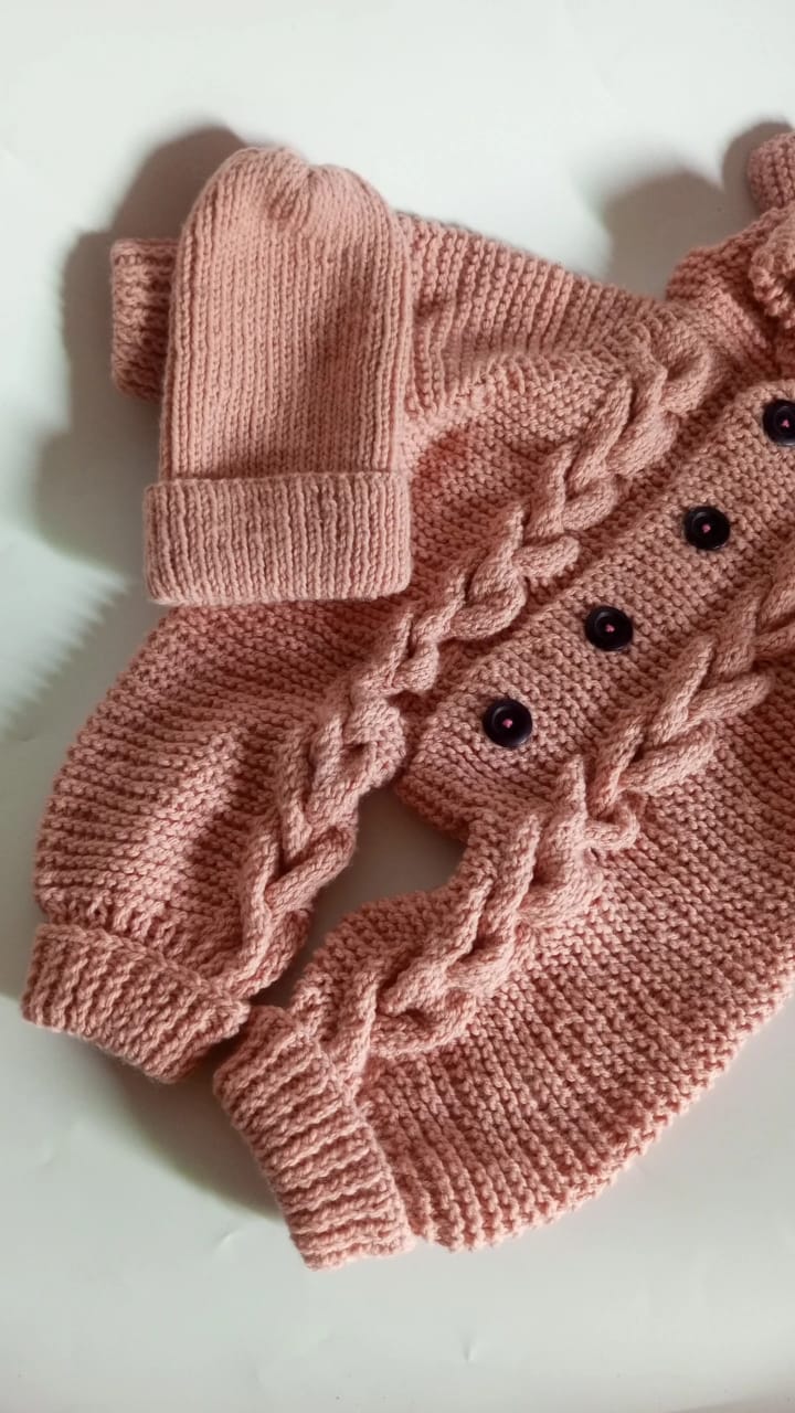 Braided romper in tea pink
