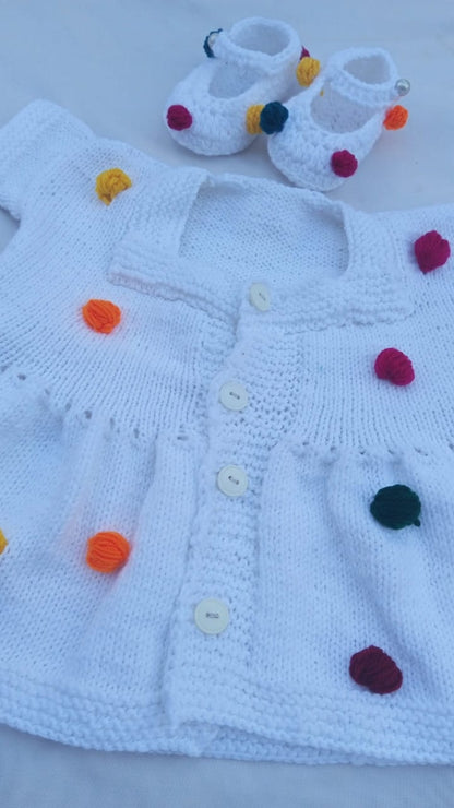 White bead frock set