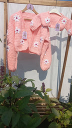 Peach Pointed Daisy Cardigan