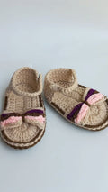 Plum and peach sandals