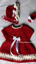 Velvet frock&bonnet set