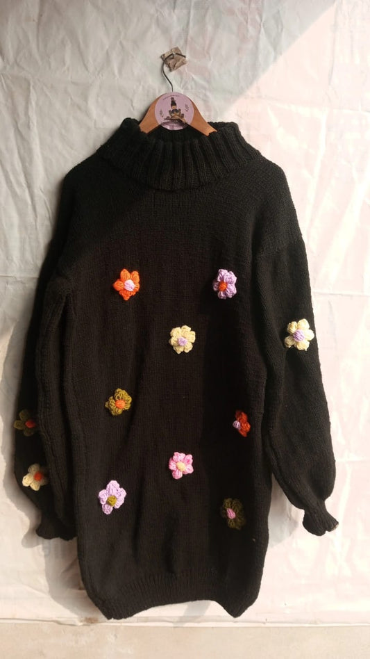 Floral Long Turtle Neck