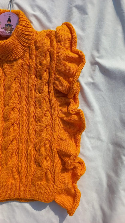 Frilled Cabled Vest