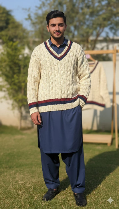 Classic cabled pullover