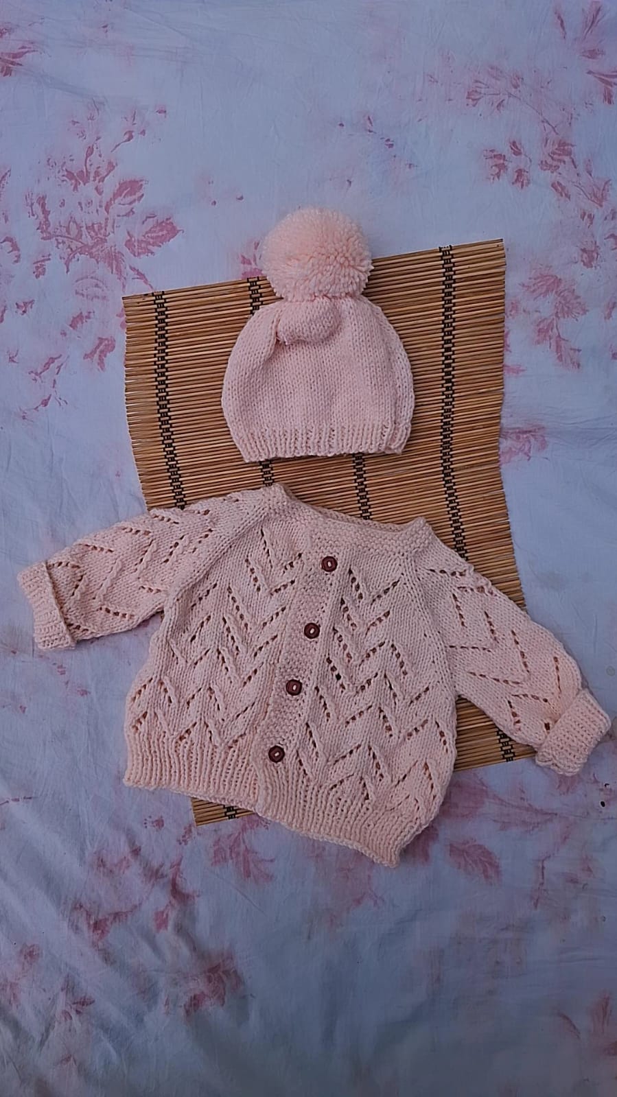 Lace filet cardigan set