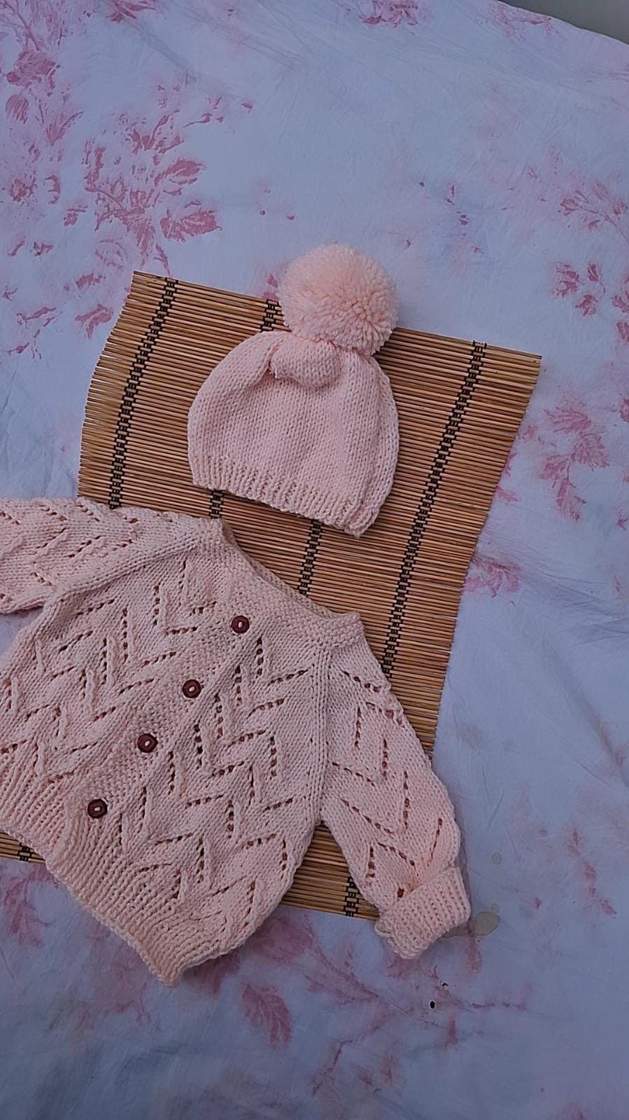 Lace filet cardigan set