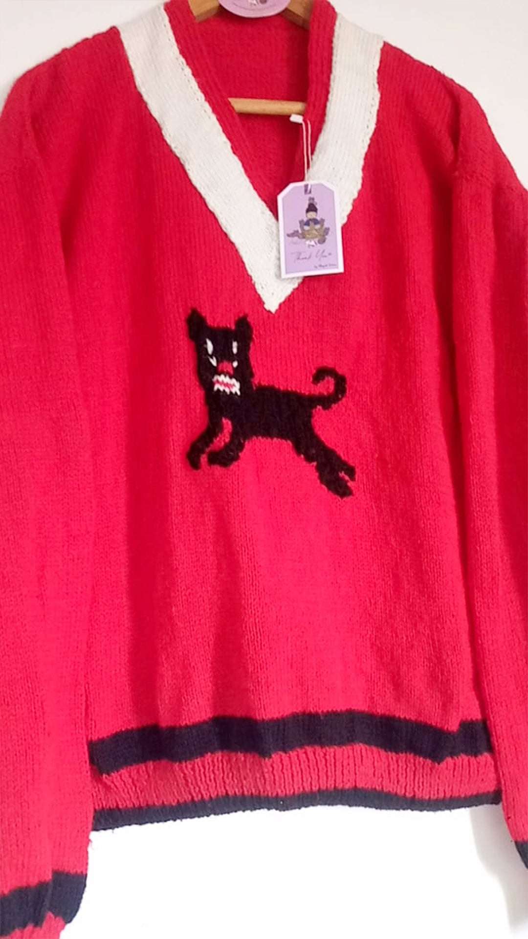 Red panther pullover