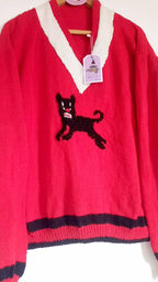Red panther pullover
