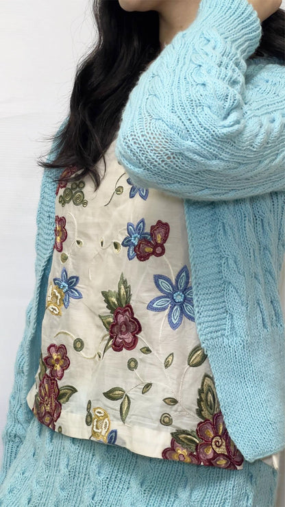 Cabled Skirt and Blouse Set